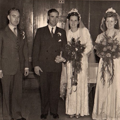 Murdo Morrison Parents Wedding Father's Brother John On Left, Mother's Sister Betty On Right, 1947