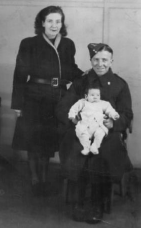 Cecilia Murray aged 3 months, January  1943, with her parents Dolly and Charles  Coyle. Her Father died in the war