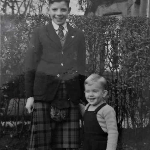 Kenneth Macaldowie Respondent Aged 11 In 1955 With An Australian Cousin In The Drive Way In Glasgow