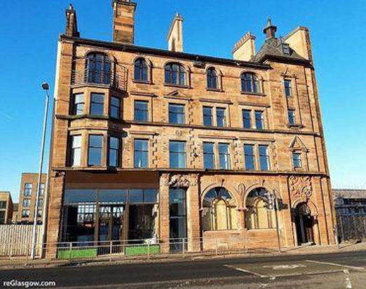 Restored Old Linen Bank, Gorbals, which stood  beside an air raid shelter during WWII.  Courtesy of Ann McGuire, ‘Lost Glasgow’, FB