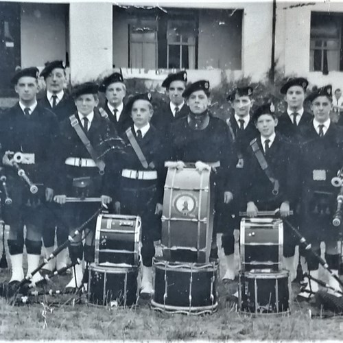 Knightswood Juvenile Pipe Band Circa 1960 Graeme St Clair Second From The Right Back Row